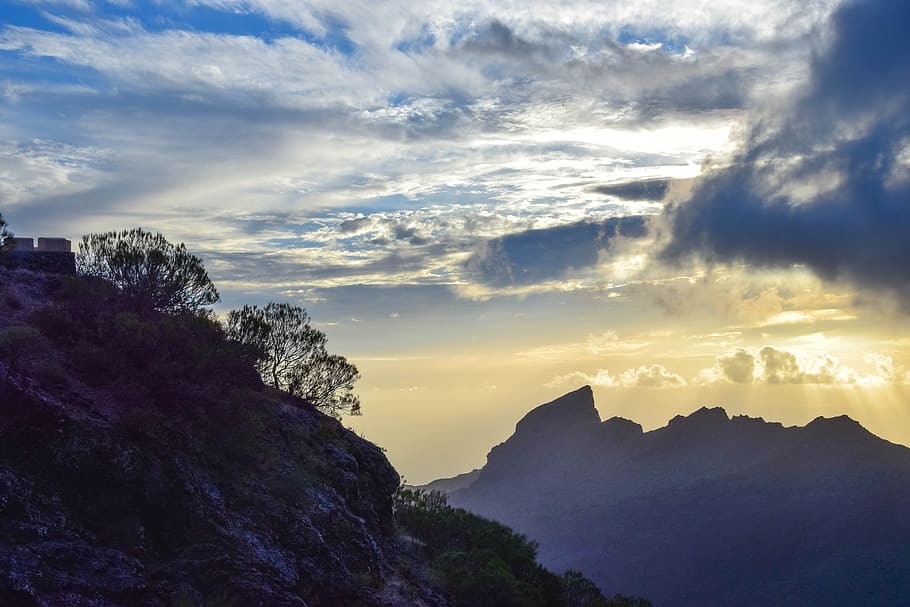 tenerife, canary islands, masca, outlook, mountains, view, clouds, HD wallpaper