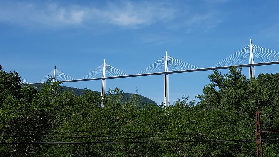 viaduct, millau, bridge, france, brought, sky, connection, built structure