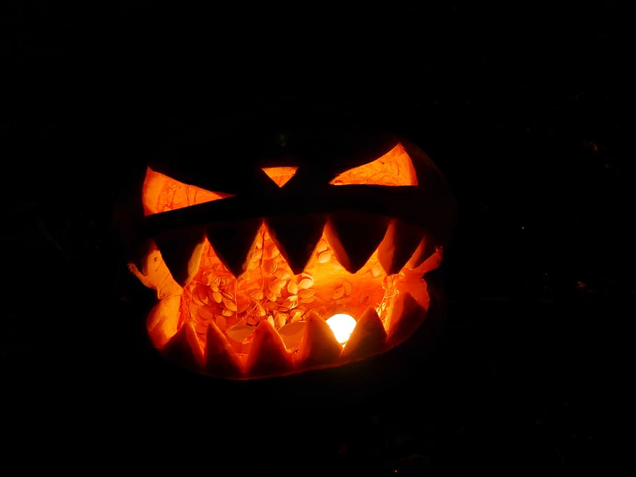 Halloween, Pumpkin, Faces, celebration, orange color, heat - temperature HD wallpaper