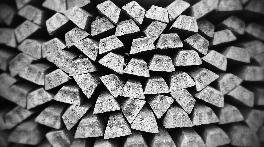 grayscale photo of pile of wooden plank lot, bullion, silver, HD wallpaper