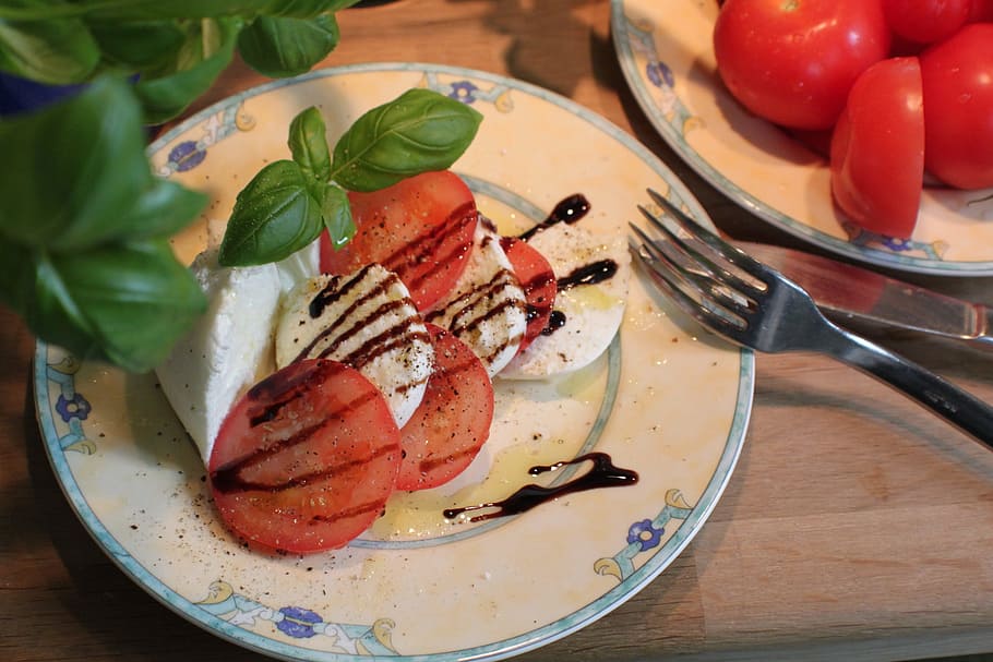Mozzarella, Tomato, Basil, Eat, Healthy, tomato mozzarella HD wallpaper