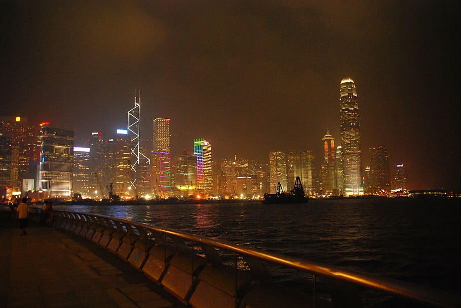 commercial buildings during nighttime, hong kong, the skyscraper, HD wallpaper