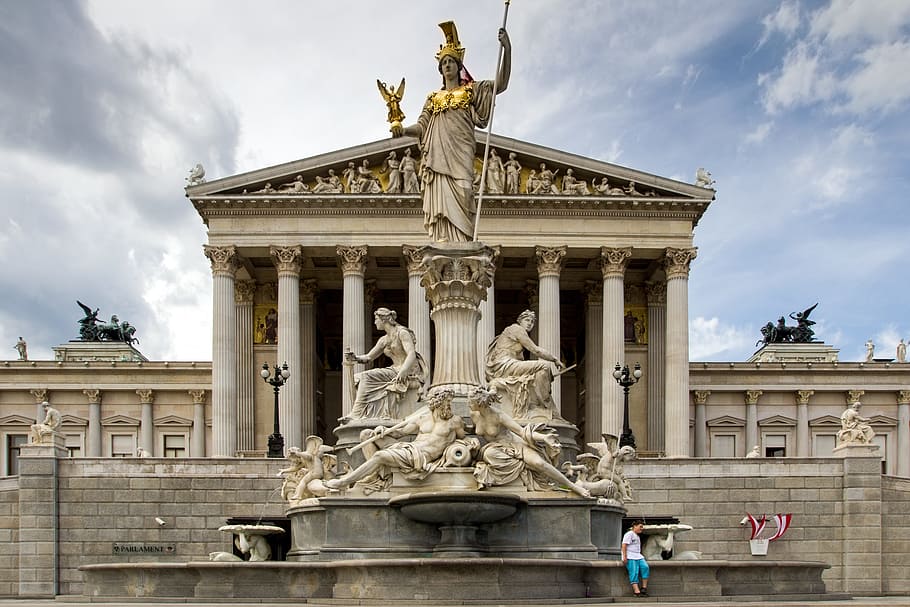 Vienna, Parliament, Main, Entrance, main entrance, architecture, HD wallpaper