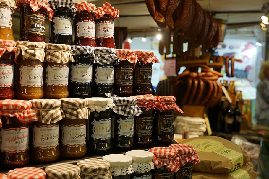 jam, cans, sweet, choice, variation, retail, large group of objects HD wallpaper