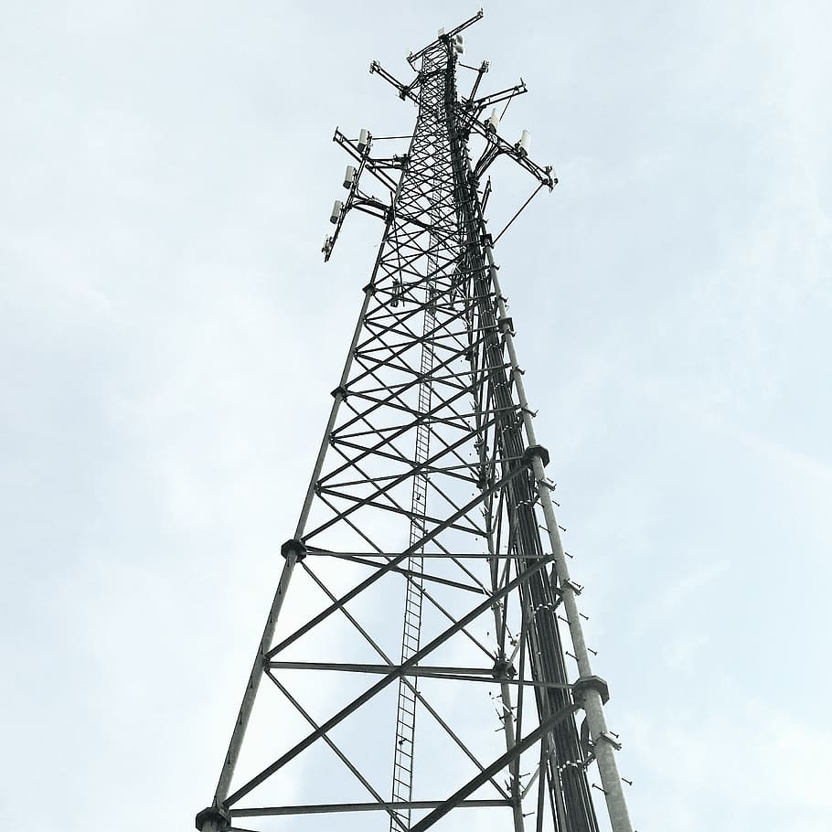 structure, tower, metal, minimal, low angle view, sky, technology HD wallpaper