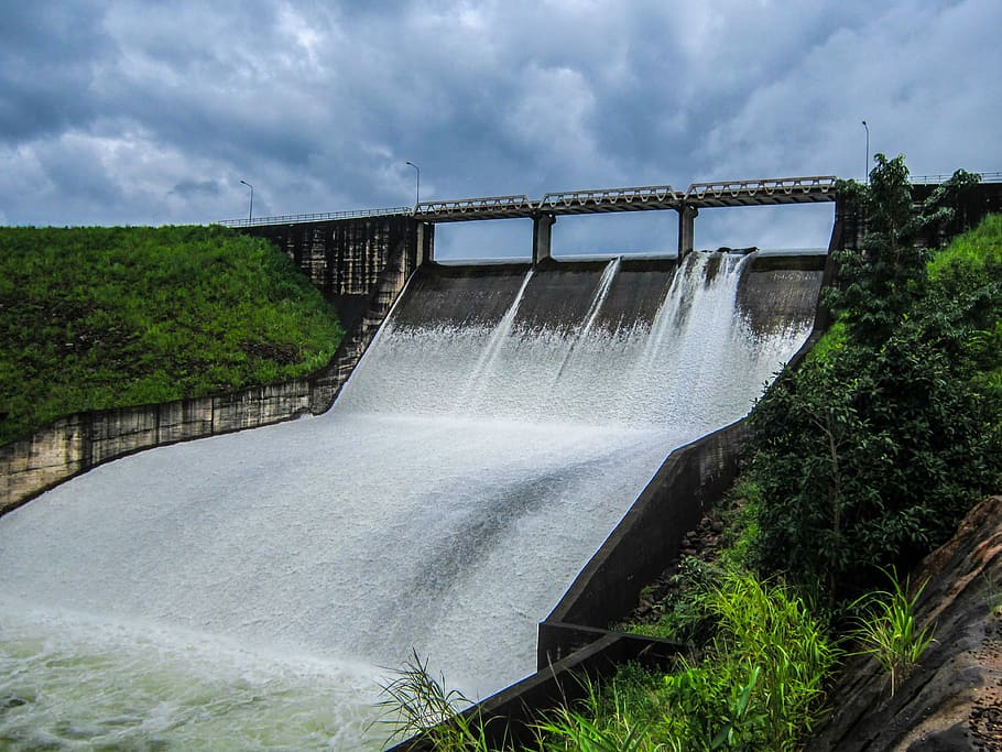 water coming out of buttress dam, Hydro Power, hydroelectricity, HD wallpaper