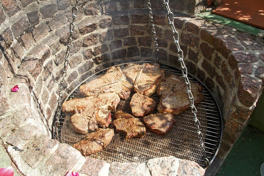 barbecue, summer, meat, food and drink, high angle view, freshness HD wallpaper