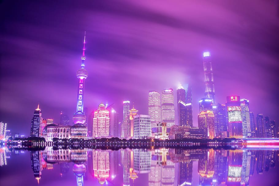 oriental pearl tower during nighttime, Oriental Pearl Tower, China HD wallpaper