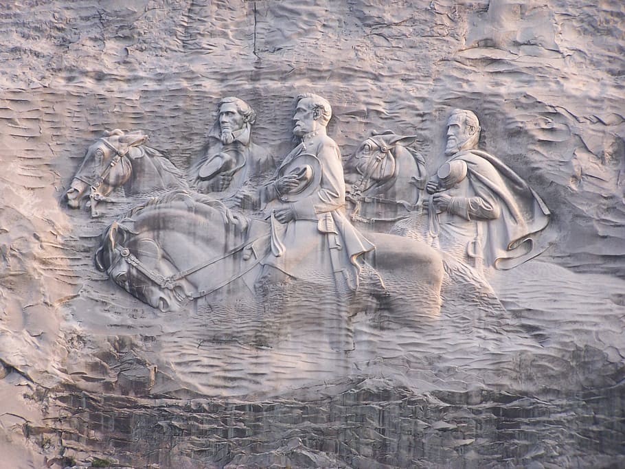 men on horse artwork, Sculpture, Bas-Relief, Mountain, large HD wallpaper
