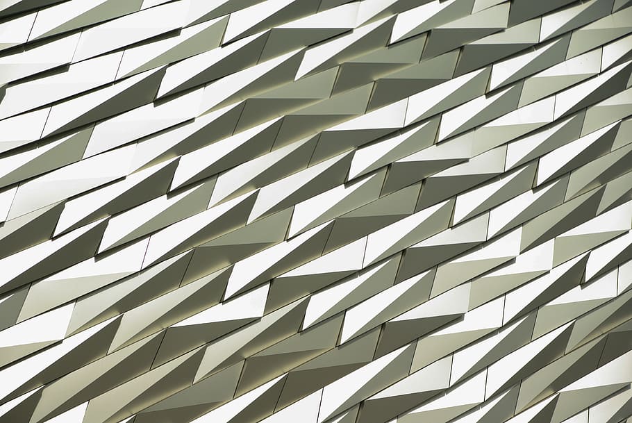 gray and white geodetic pattern, metal, geometry, architecture HD wallpaper
