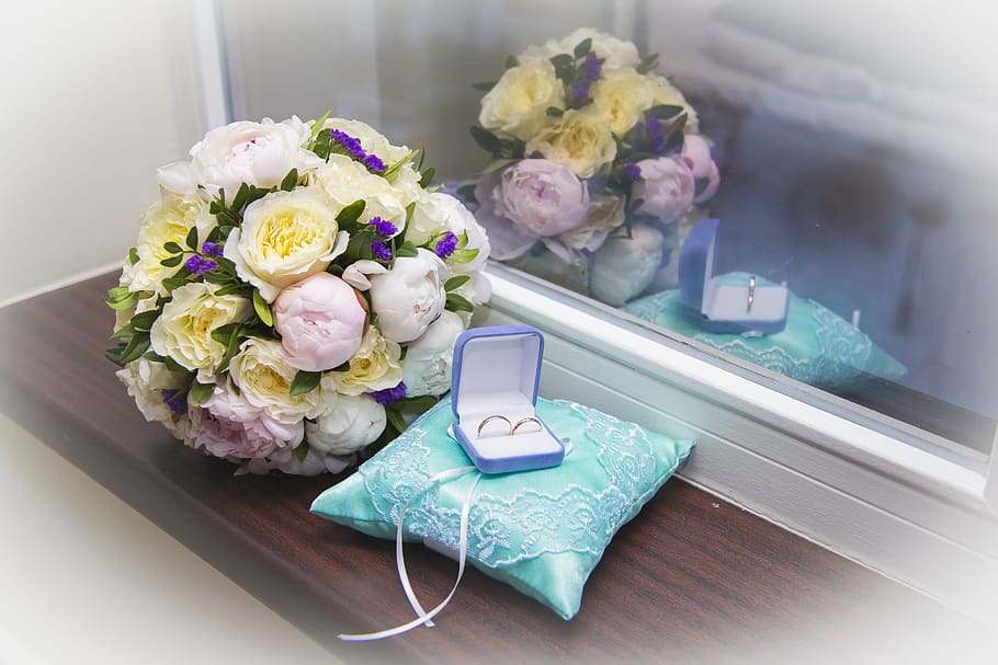 rings, bouquet, wedding, flower, flowering plant, nature, flower arrangement HD wallpaper