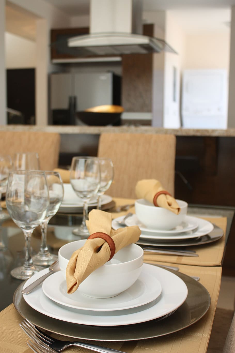 Inside, House, Dining Room, Glass, table setting, decoration HD wallpaper