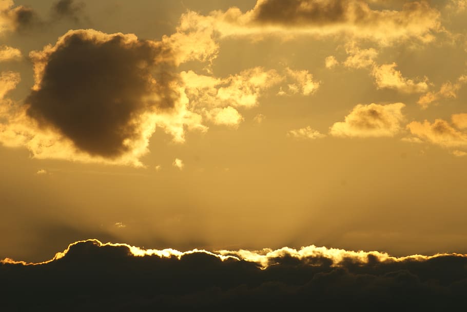 nature, sky, mood, clouds, sunlight, horizon, cloud - sky, sunset HD wallpaper