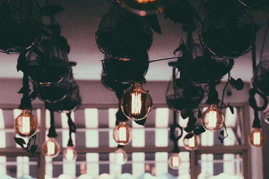 lamp, light, bulb, spark, indoor, lighting equipment, hanging HD wallpaper