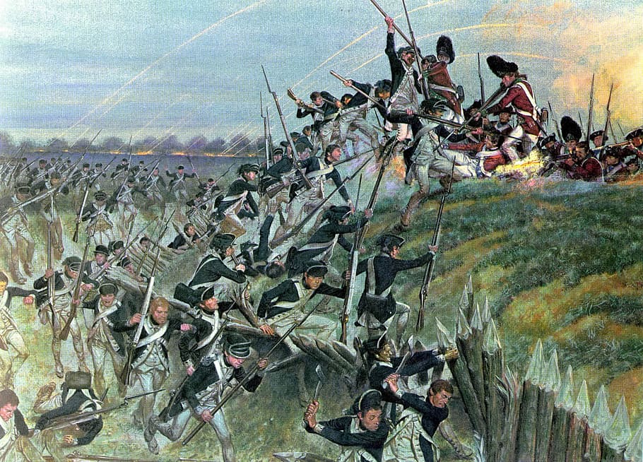 Storming of Redoubt 10 by American Soldiers in the American Revolution, HD wallpaper