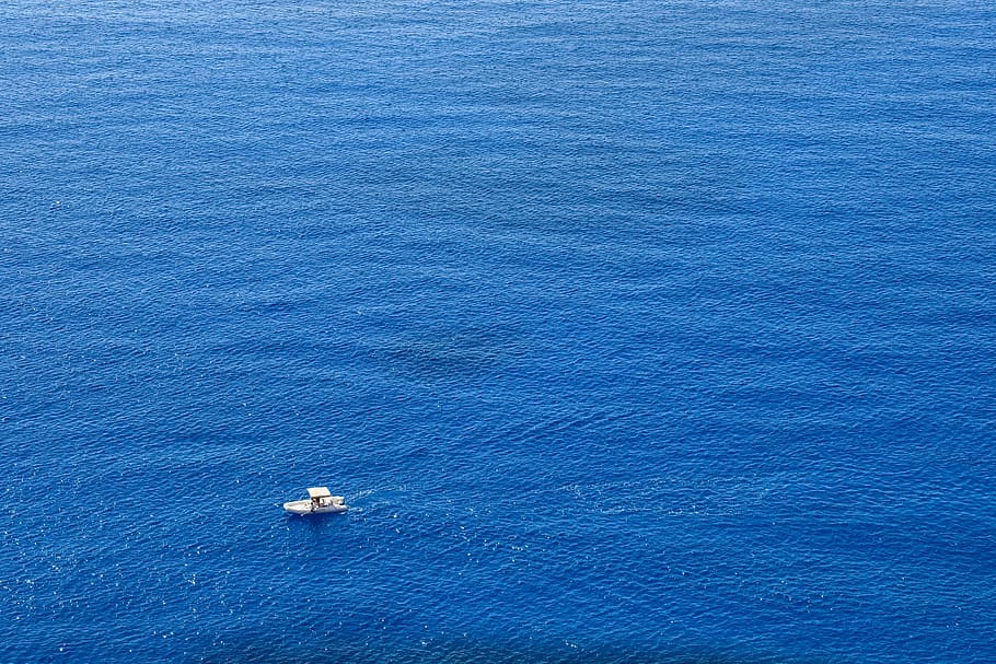 sea, blue, infinity blue, ocean, nature, boat, water, beauty in nature HD wallpaper