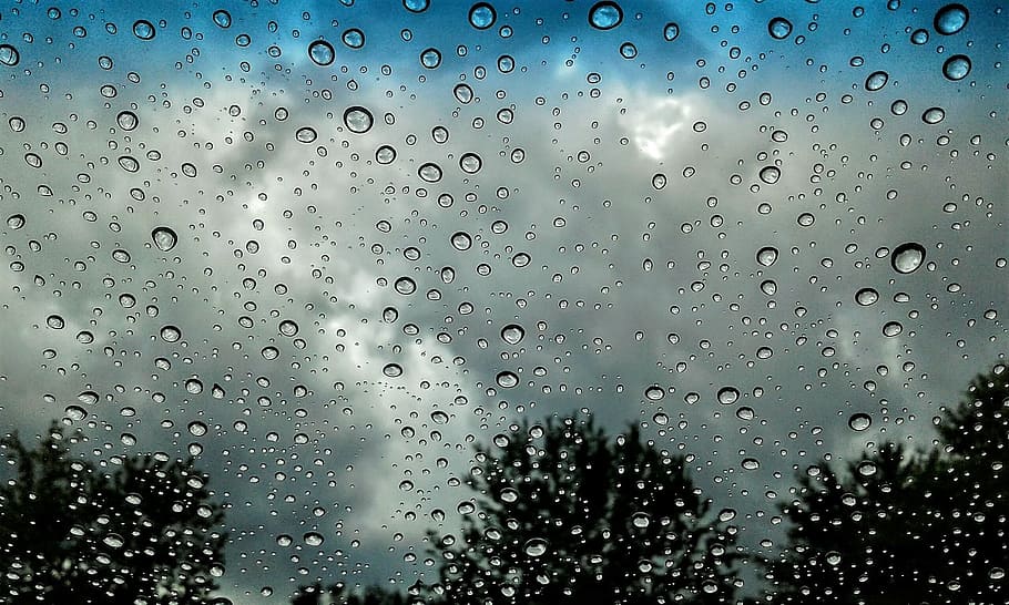 water drop on glass during daytime, water drops, rain, rain drops HD wallpaper
