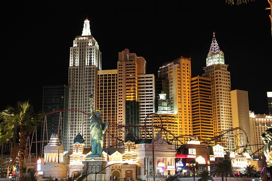Las Vegas, Nevada, Night, Casino, Lights, illuminated, las vegas strip, HD wallpaper
