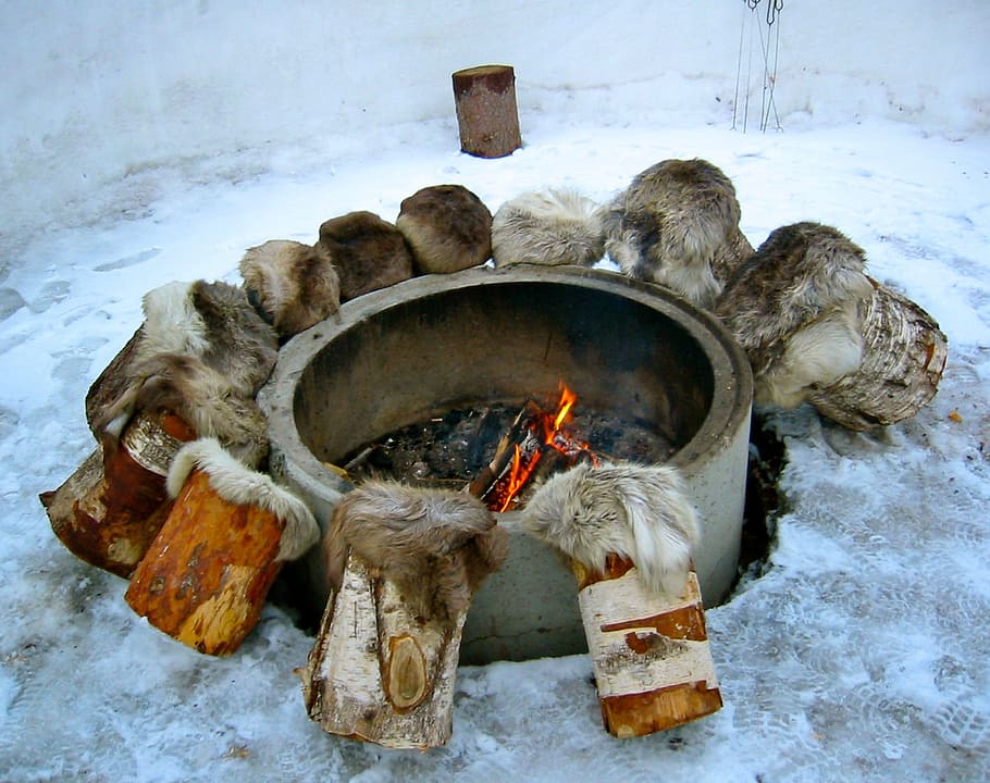 fire, fireplace, embers, stool, fur, district, wintry, winter HD wallpaper