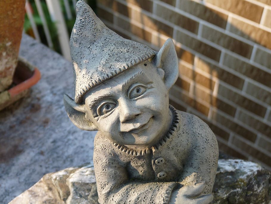 imp, garden, gnome, dwarf, creature, fabric, stone figure, pointed ear HD wallpaper