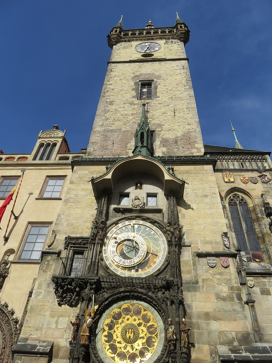 clock, old, architecture, time, gothic, prague, astronomical clock, HD wallpaper