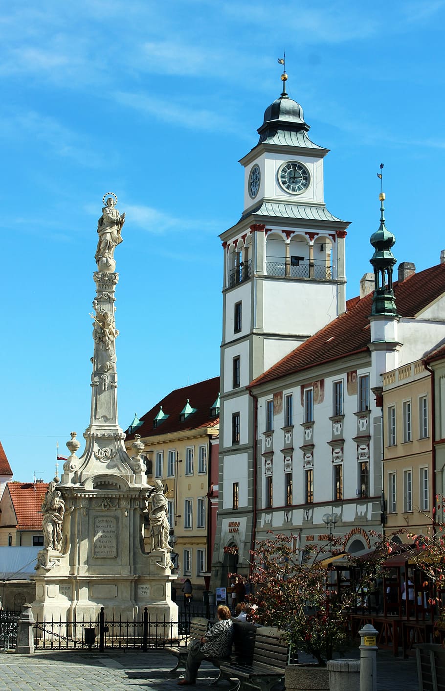 třeboň, tower, column, square, building exterior, architecture HD wallpaper