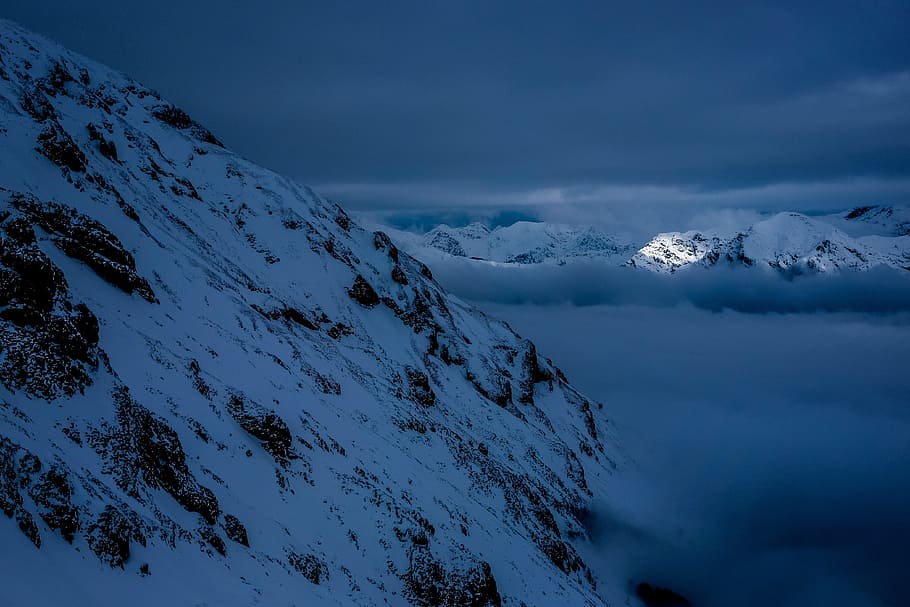 mountain, highland, clouds, sky, summit, ridge, landscape, nature HD wallpaper