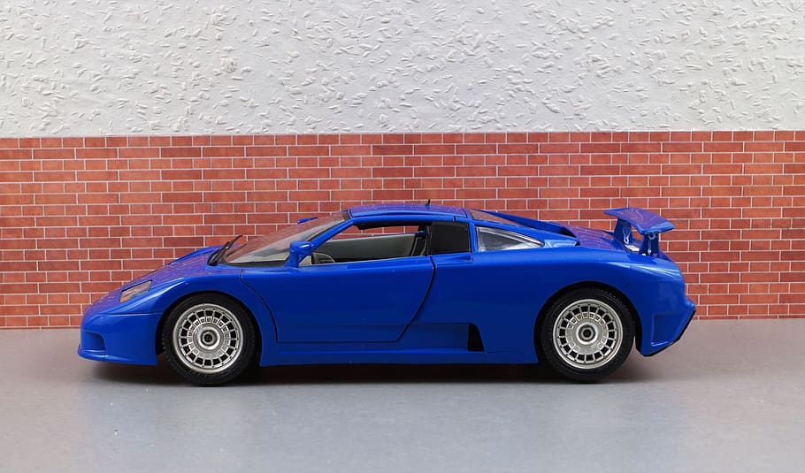 Model Car, Bugatti, Auto, oldtimer, toys, blue, motorsport HD wallpaper
