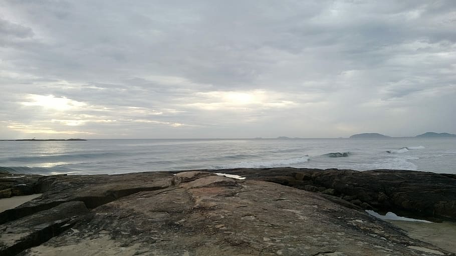 Itapoá, Stone, mar, cloud - sky, nature, scenics, outdoors HD wallpaper