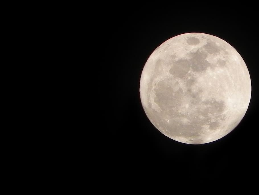 full moon, night sky, space, black, dark, moonlight, nature HD wallpaper
