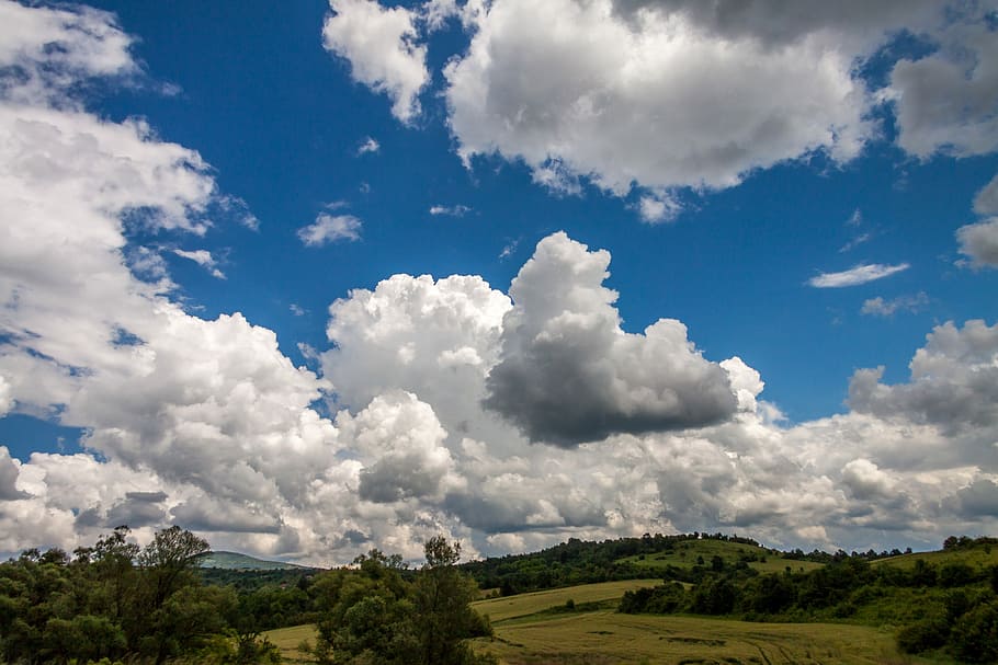 Clouds, Nature, Blue Sky, blue sky clouds, summer, sun, horizon HD wallpaper