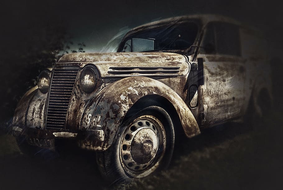 vintage white car illustration, auto, renault juvaquatre, old, HD wallpaper