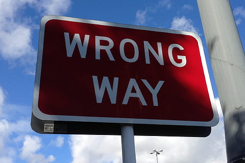 red and white Wrong Way signage during daytime, road, caution HD wallpaper