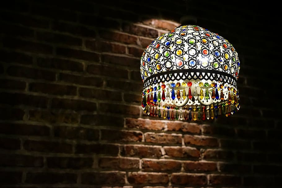 lamp, light, design, decoration, household, pattern, multi colored HD wallpaper