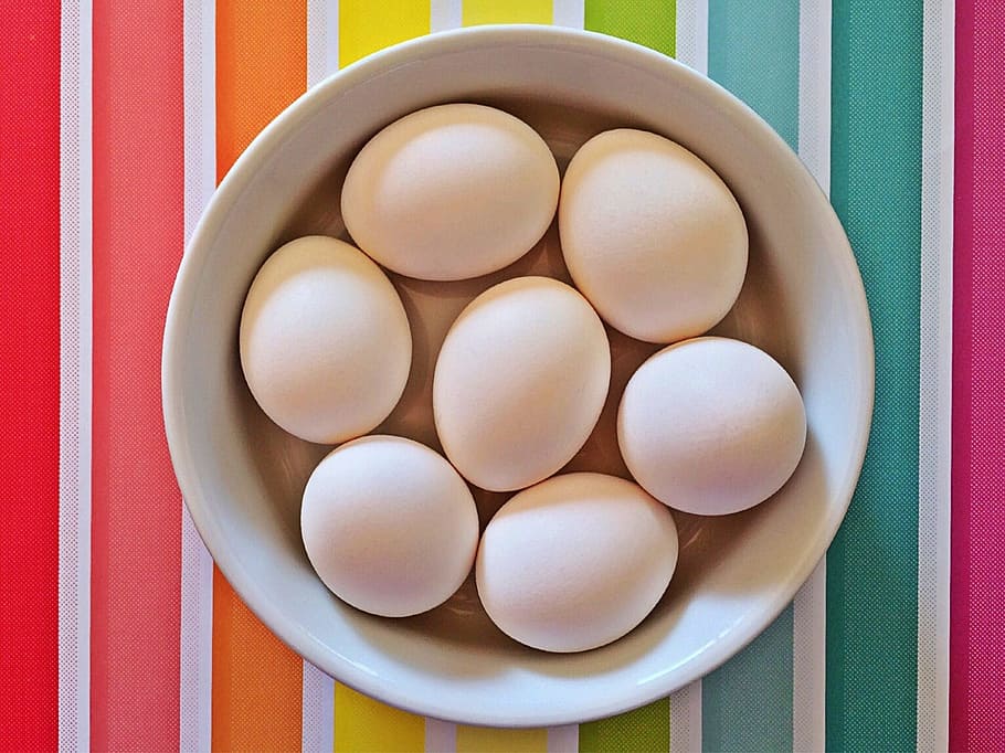 chicken eggs, easter, bowl, holiday, food, food and drink, directly above HD wallpaper