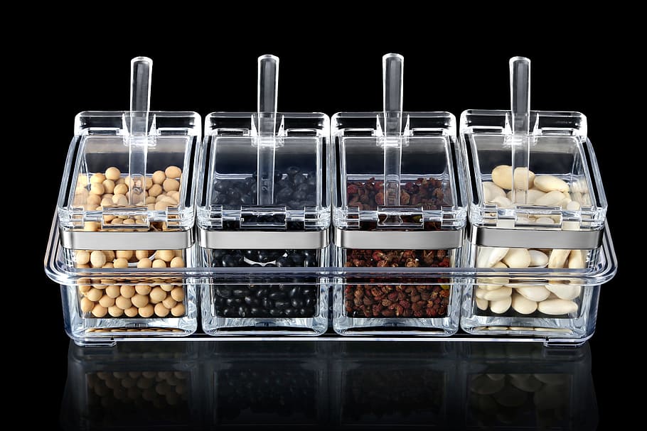 box, seasoning, beans, plastic box, transparent box, products HD wallpaper