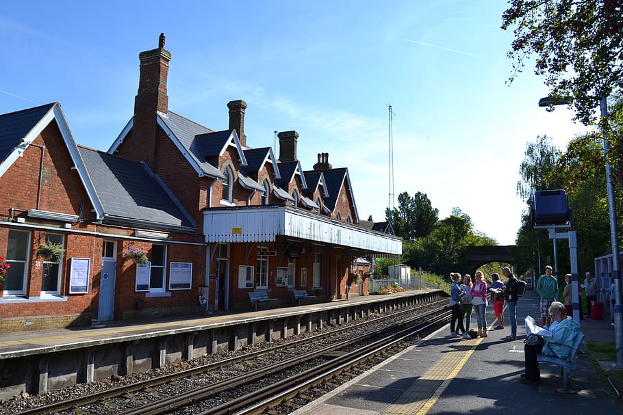 england, railway station, platform, public means of transport
