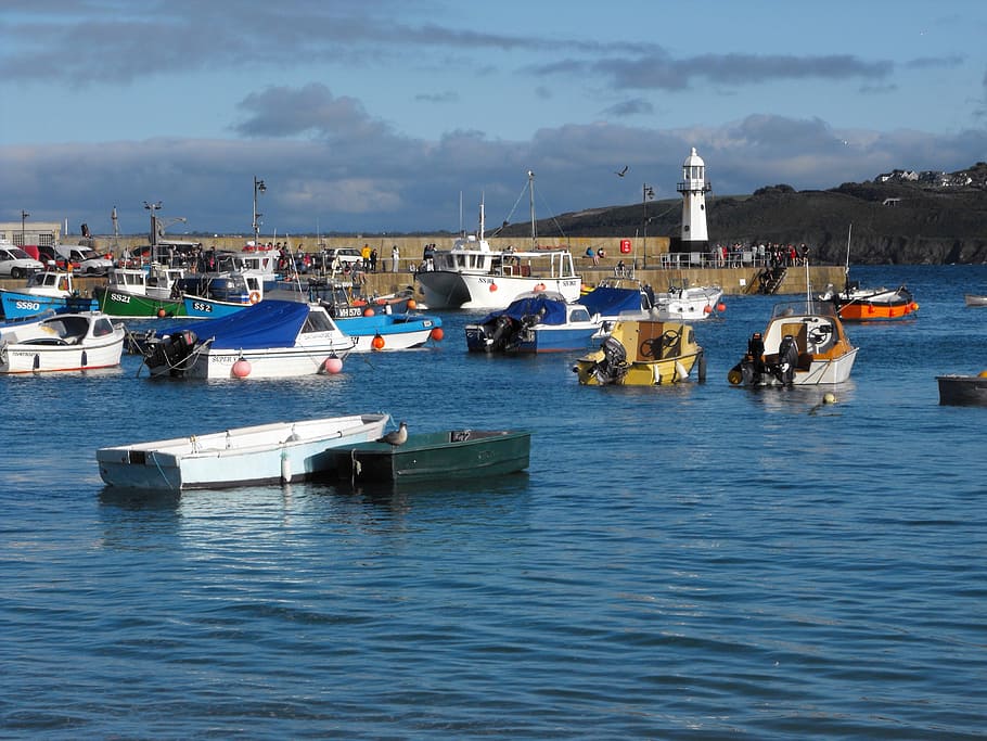 Harbour, Boats, St Ives, Sea, blue, nautical vessel, water