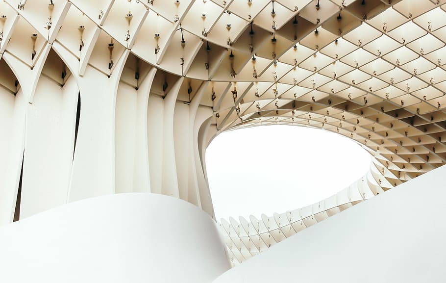white concrete structure, building, architecture, abstract HD wallpaper