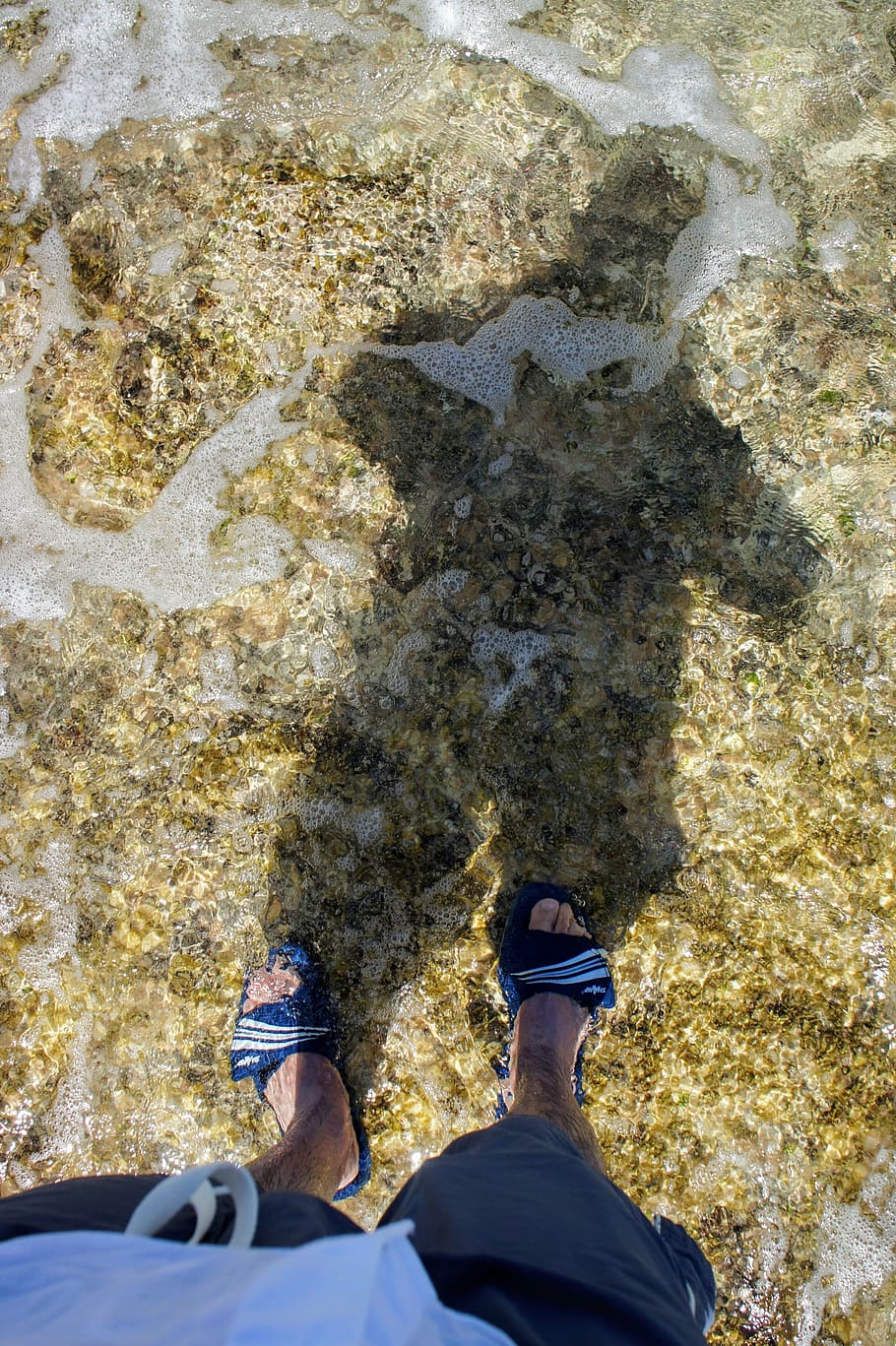 beach, shadow, water, sea, sea water, low section, human leg HD wallpaper
