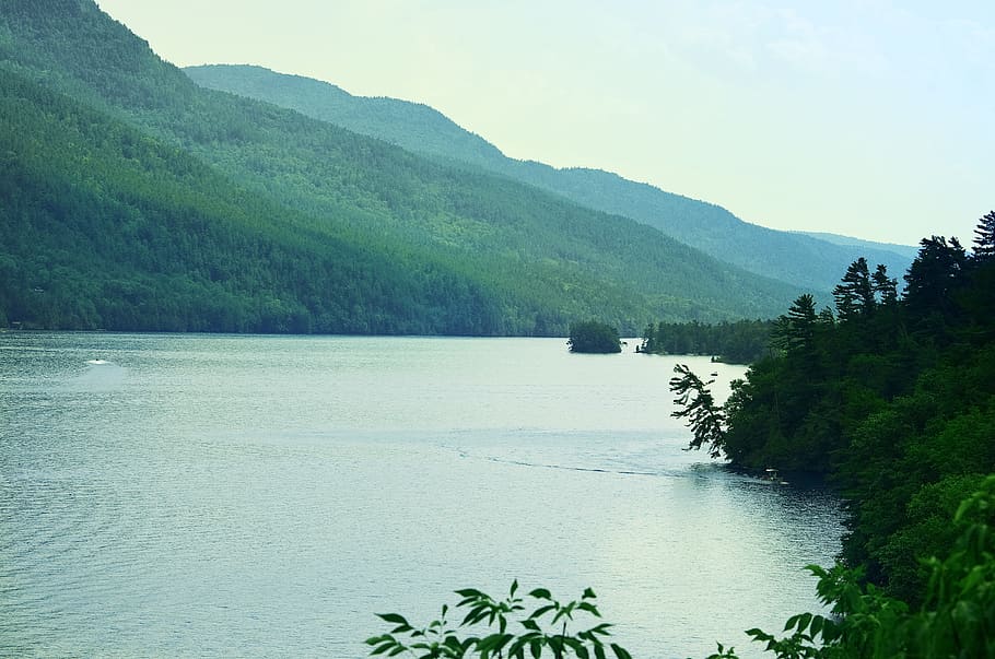 lake george, ny, scenic, water, mountains, tree, plant, beauty in nature, HD wallpaper