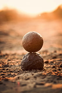 two stone stack selective focus photography, harmony, relax HD wallpaper