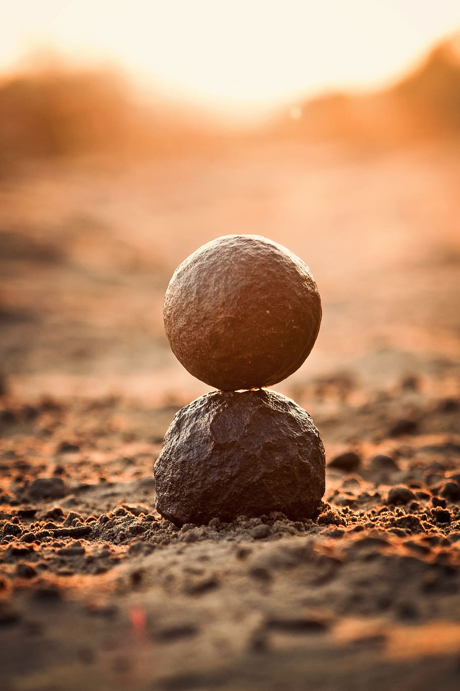 two stone stack selective focus photography, harmony, relax HD wallpaper