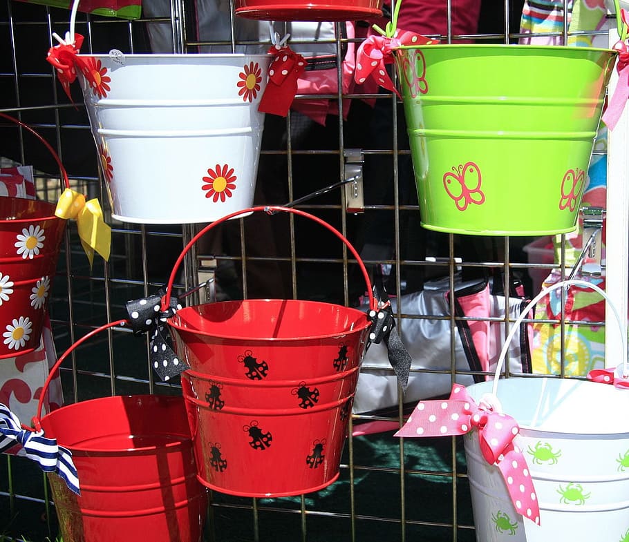 flower, colorful, primary, colors, bucket, crafts, charleston