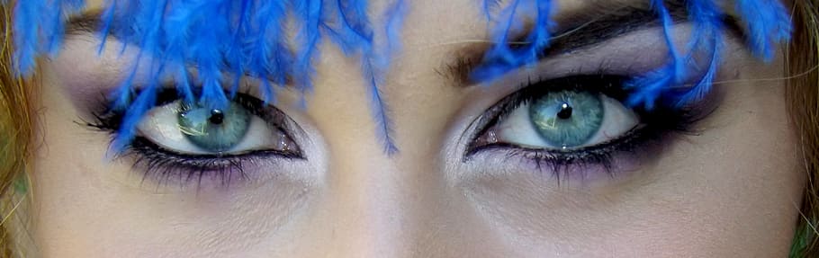 woman's eyes, blue, gene, seductive, makeup, human eye, women HD wallpaper