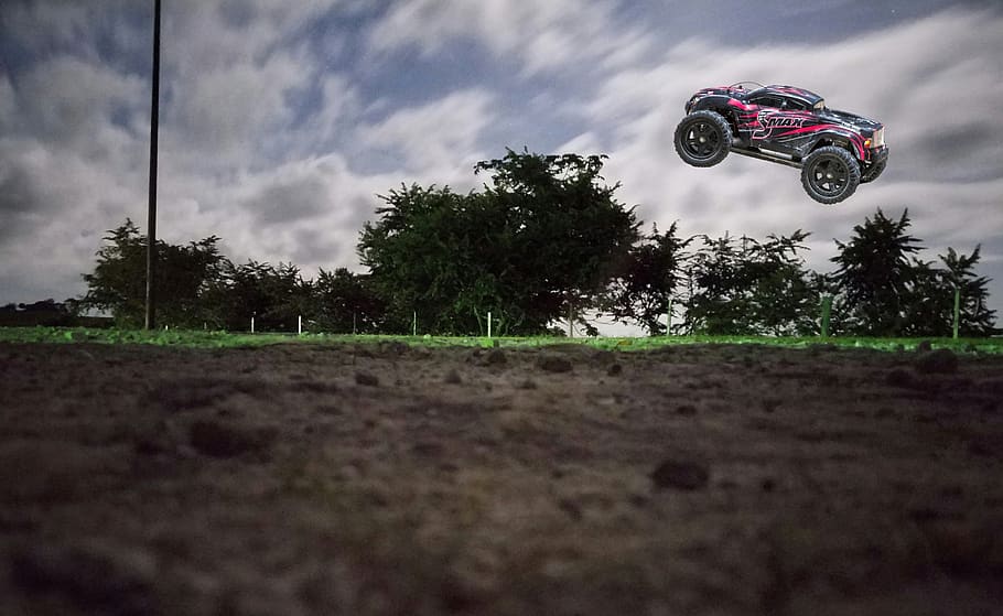 rc, remote controlled, vehicle, jumping, monster truck, 1 16, HD wallpaper