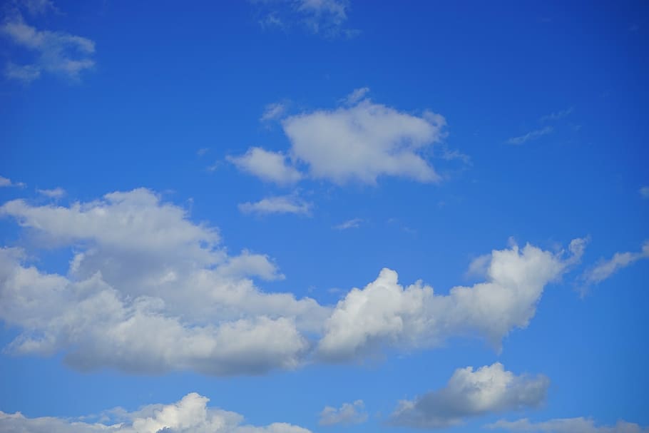 white clouds and blue sky, summer day, nature, weather, air HD wallpaper