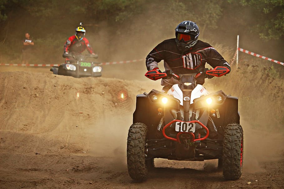person riding ATV at off road, cross, motocross, quad, motorcycle
