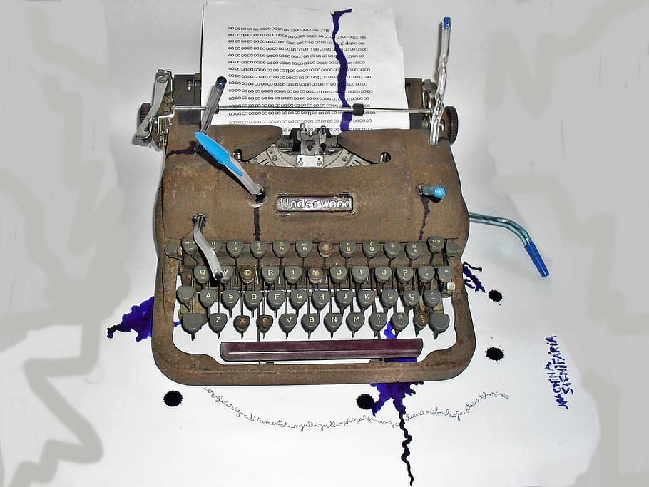 brown and black typewriter, art, sculpture, object, poem without end HD wallpaper