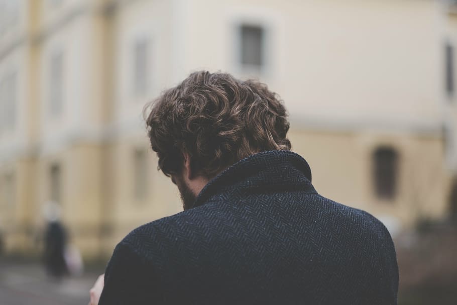 selective focus photography of man wearing black coat, people HD wallpaper